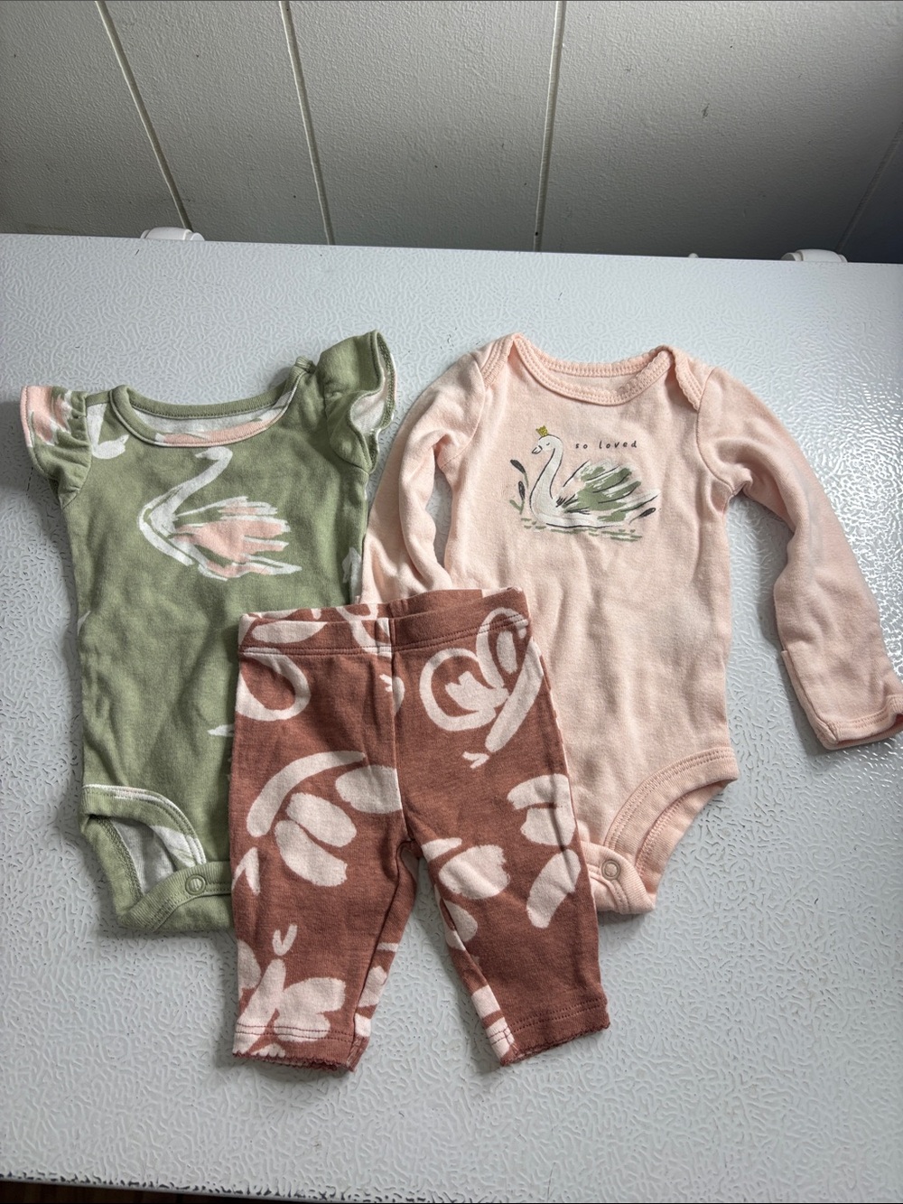 495 - Carter's Pink and Rust Floral Baby Set